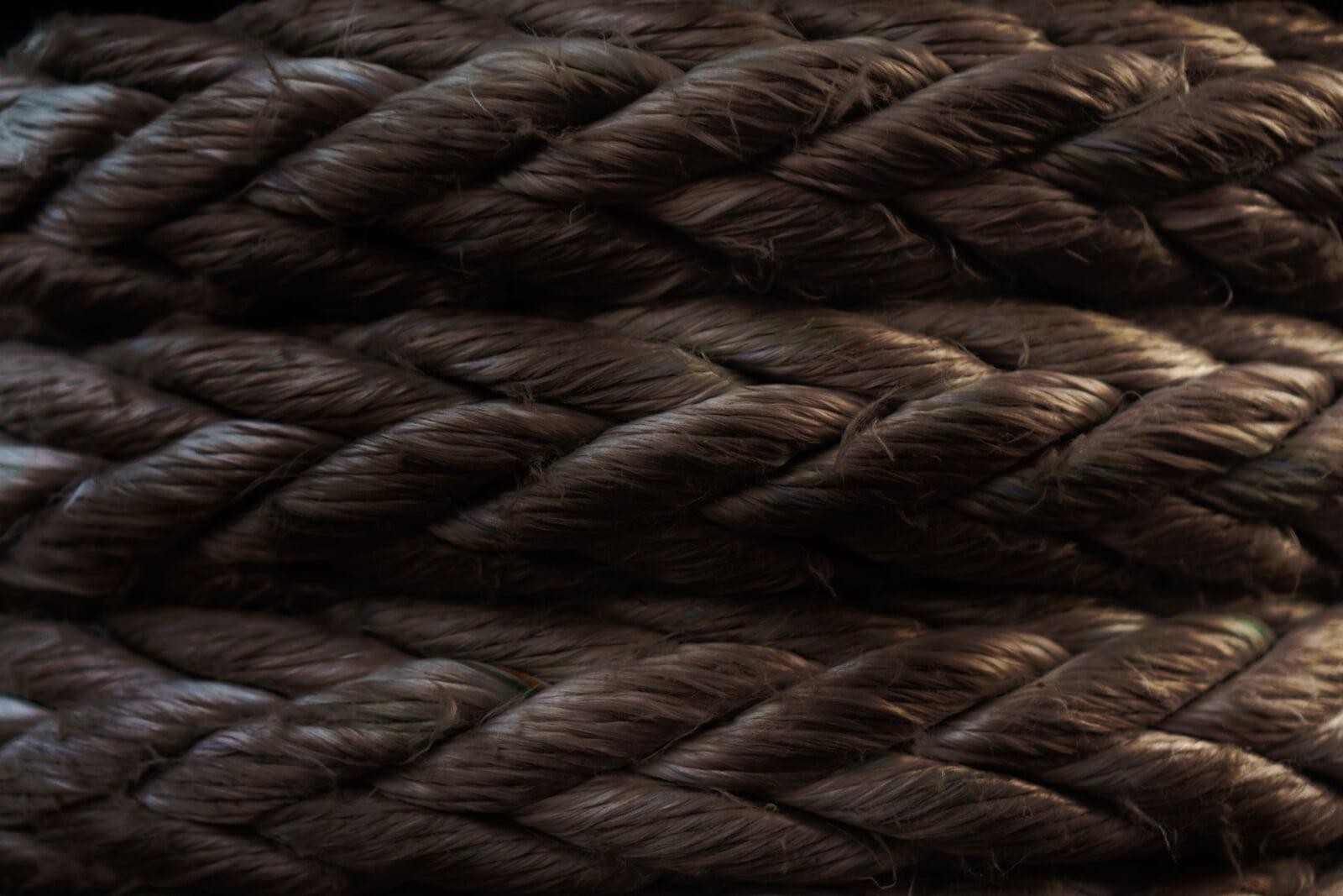 Close-up of a heavy three-strand rope